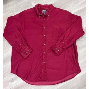 National Outfitters Mens Burgundy Corduroy Button Down Long Sleeve Shirt XXL